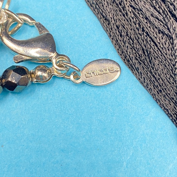 CHICO"S Glass Beads Black Silk Tassel Long Statement Necklace 31"-35" - Picture 2 of 7